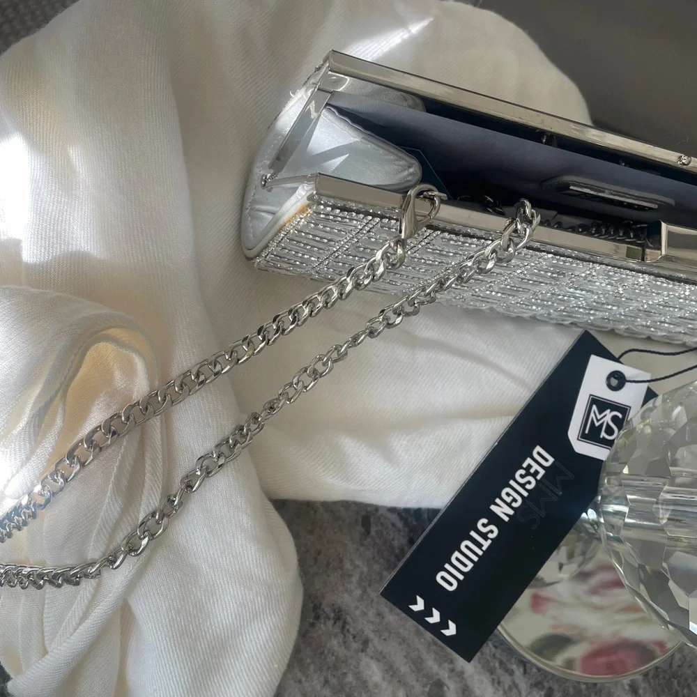 MMS Design Studio Silver Rhinestone Clutch - Picture 3 of 7